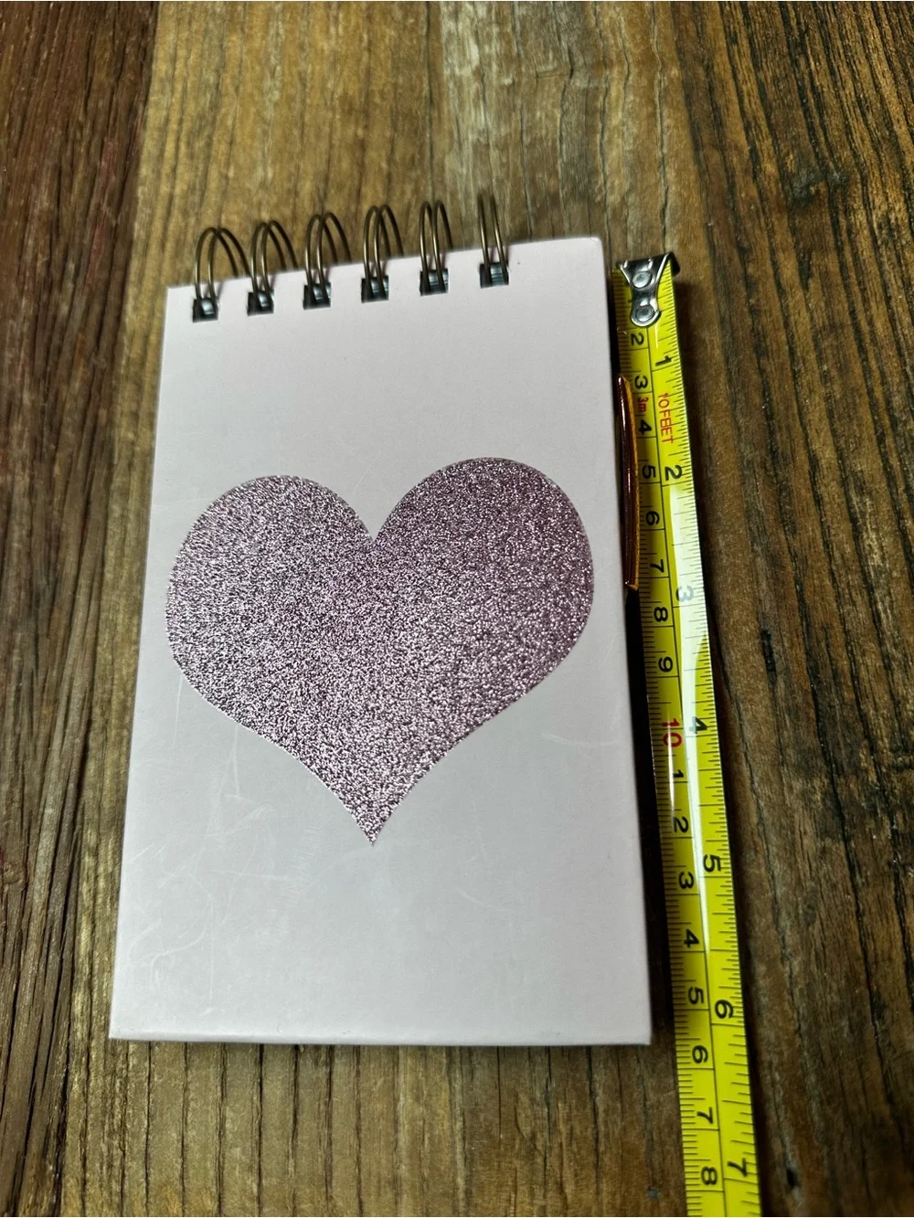 Glitter Heart Spiral Notebook - Pink Cover with Pen